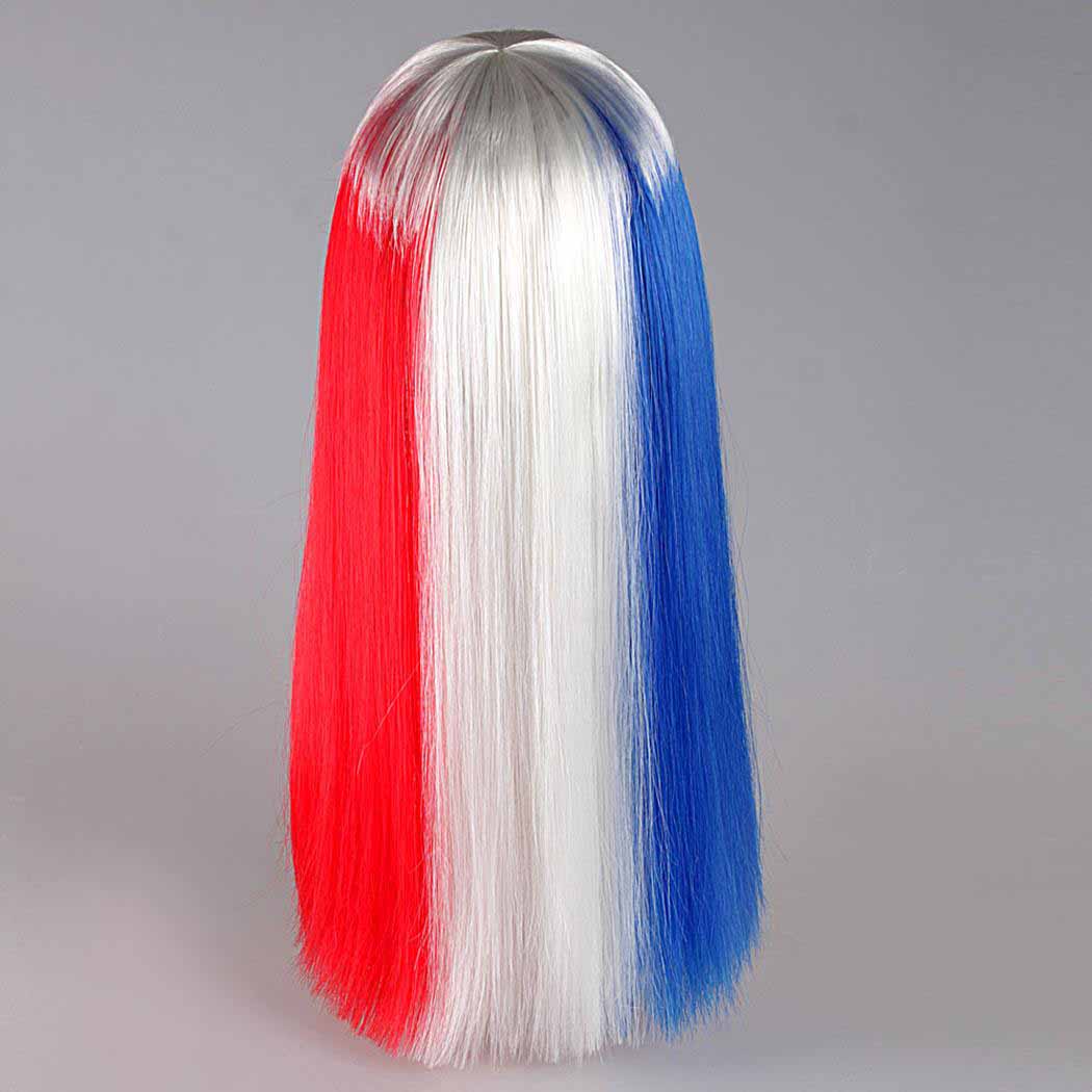 flagwigs, football wigs, fan wigs, afro wigs, mullet wigs, bob wigs, euro wigs,  premier league wigs,France Long Wig 